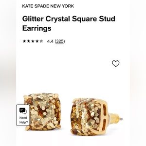 Kate Spade gold glitter confetti stud earrings, worn once, like new condition